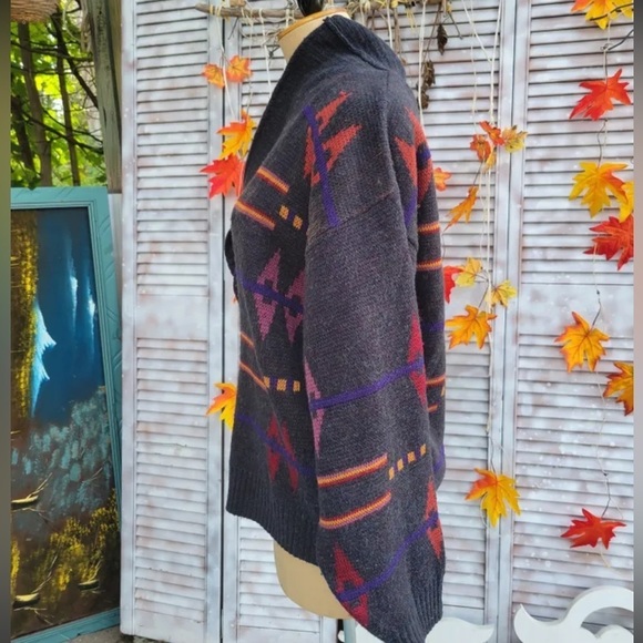 SEARS THE MEN’S STORE Vintage wool blend cardigan sweater, abstract - Picture 4 of 7
